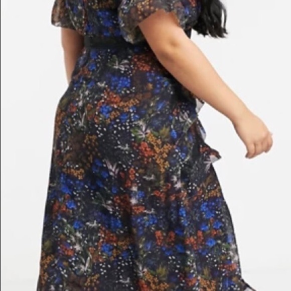 NWT Hope & Ivy Plunge Ruffle MIDI Dress Plus Size - Picture 6 of 13